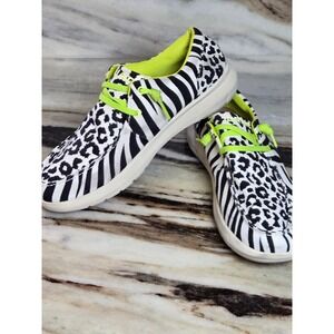 Ariat Hilo Womens Animal Print Zebra Leopard Neon Green Canvas Loafers Shoes 8B
